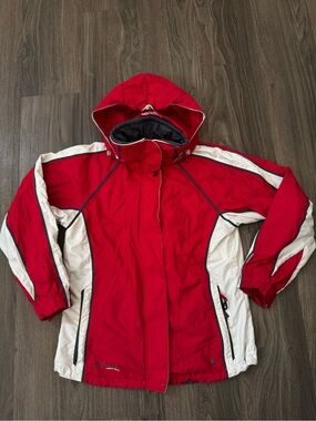 Columbia Red and Cream women Hooded Ski Jacket
